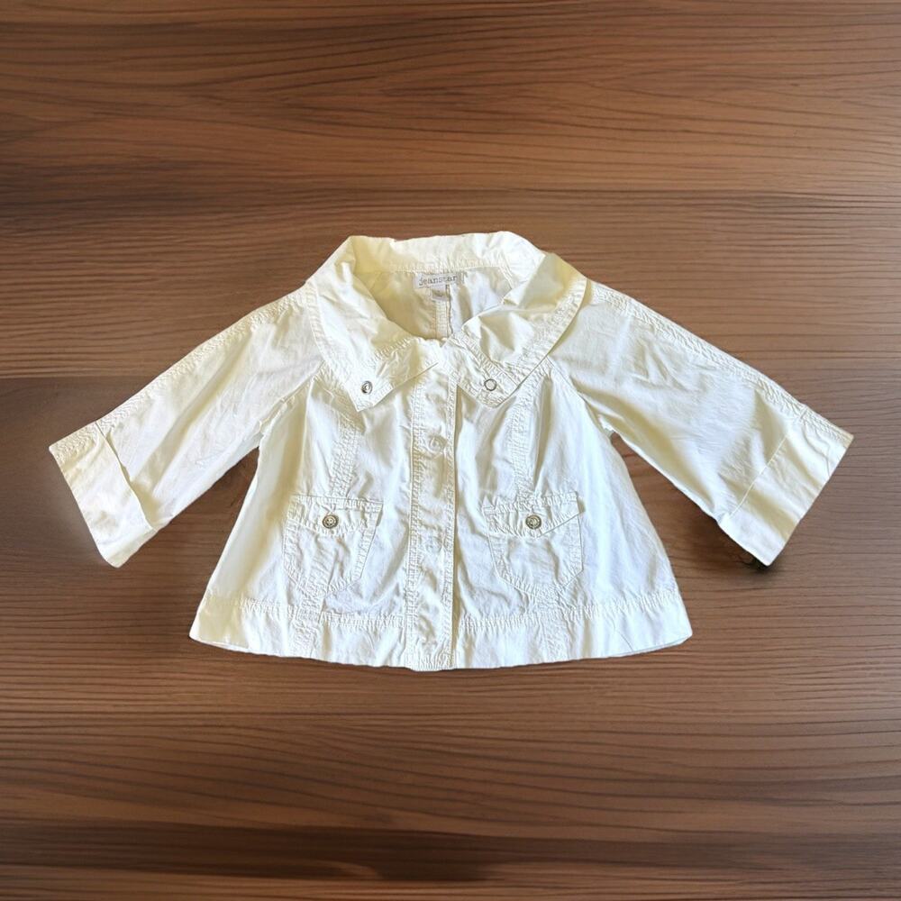 Vintage Y2K Jeanstar White Cropped Utility Jacket Coastal Minimalist Size Small